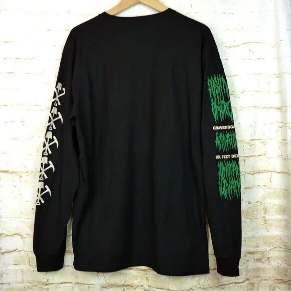 Gravediggaz T-Shirt Men L Black Long Sleeve Graphic Rap RZA Hip